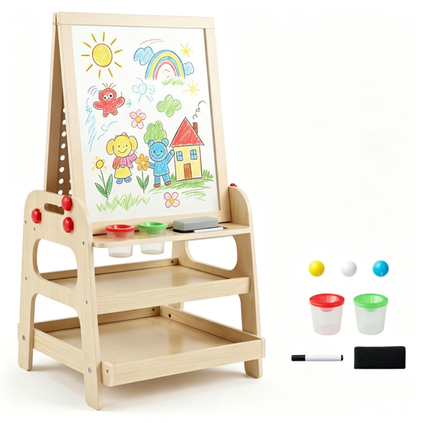 Houten Kinderezel met Whiteboard - Educatief Speelgoed