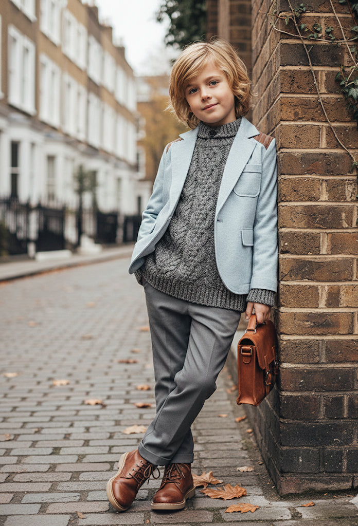 Boys Vintage Casual Smart Jacket Light Blue Cotton Blazer Everyday Wear 3-7Y