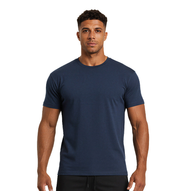 Mens Short-sleeve Quick-drying Breathable Fitness Top With A Turn-down Collar And High Elasticity