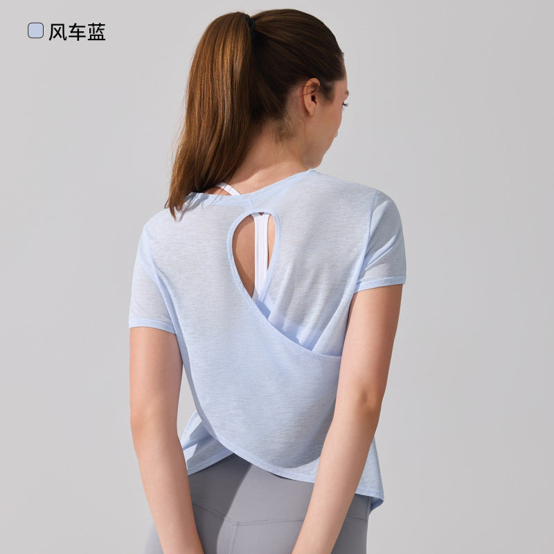 Cross-border Beauty Back Sports Short-sleeved Women's Running Training Pilates Quick-drying Breathable Fitness Blouse Top Yoga T-shirt