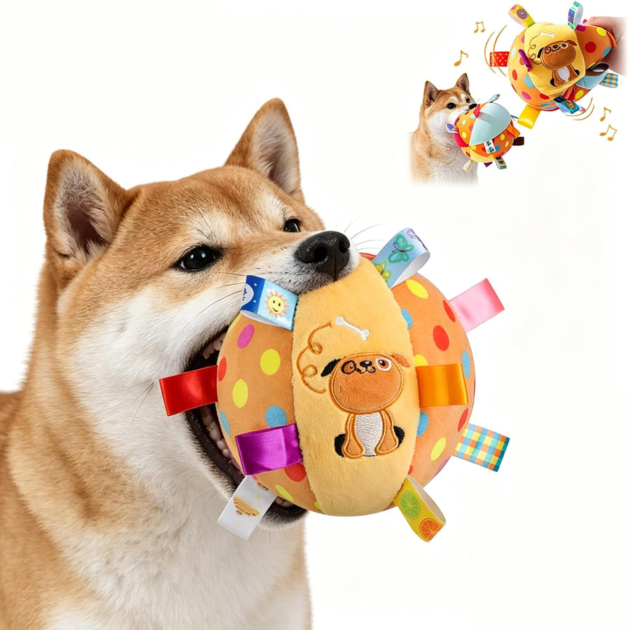 Colorful Squeaky Hanging Dog Training Toy, Squeaky Hanging Dog Toy, Dogs Ball With Ribbons And Bell, Pet Interactive Fetch Toys For Small Medium Dog Training Toy