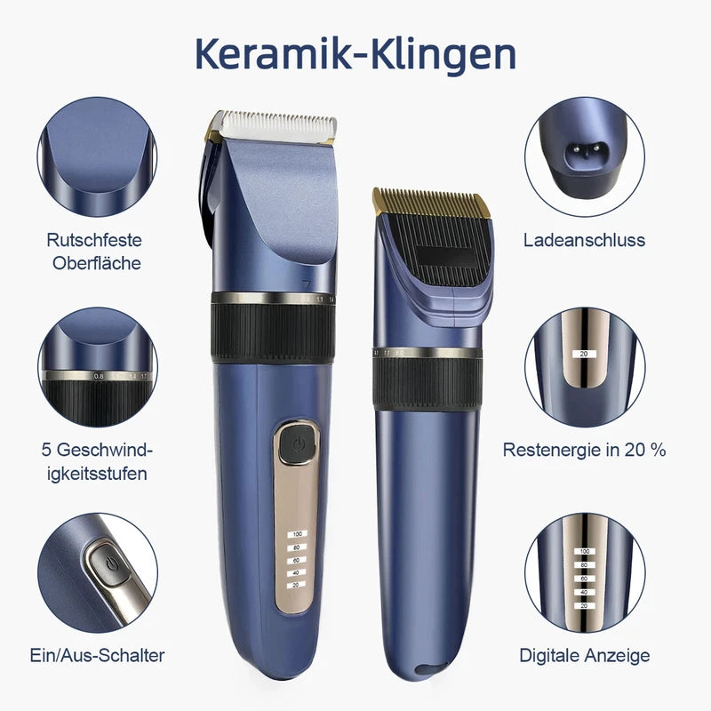 Super Quiet Cordless Hair Clipper, LED Display Rechargeable Hair Trimmer, Home Barber Clippers Set with 6 Attachments Combs