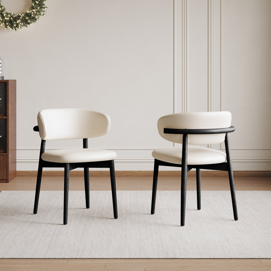 Mid-Century Modern wood feet Dining Chair (Set of 2) โ Stylish Wooden Chairs for Dining Room, Kitchen, or Living Room, Comfortable & Durable, Easy to Assemble (black)