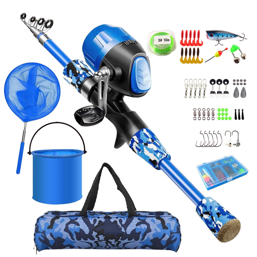 Fishing Rod – Telescopic Rod And Reel Set – Fishing Accessories, Bait, Carrying Case, Complete Fishing Set – Ideal For Beginners, Family Outings, And Christmas Gifts