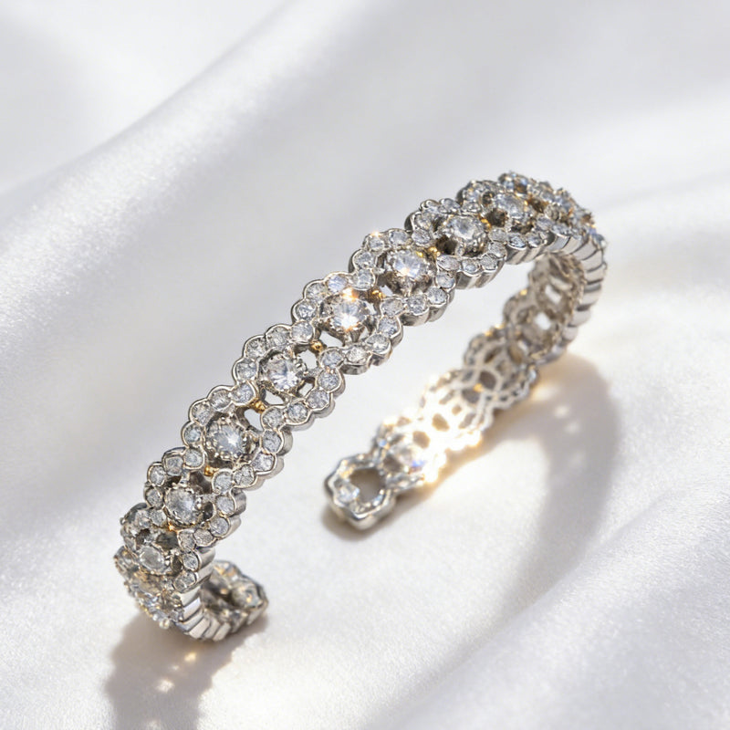 Luxe Diamanten Open Cuff Armband – Retro Holle Design