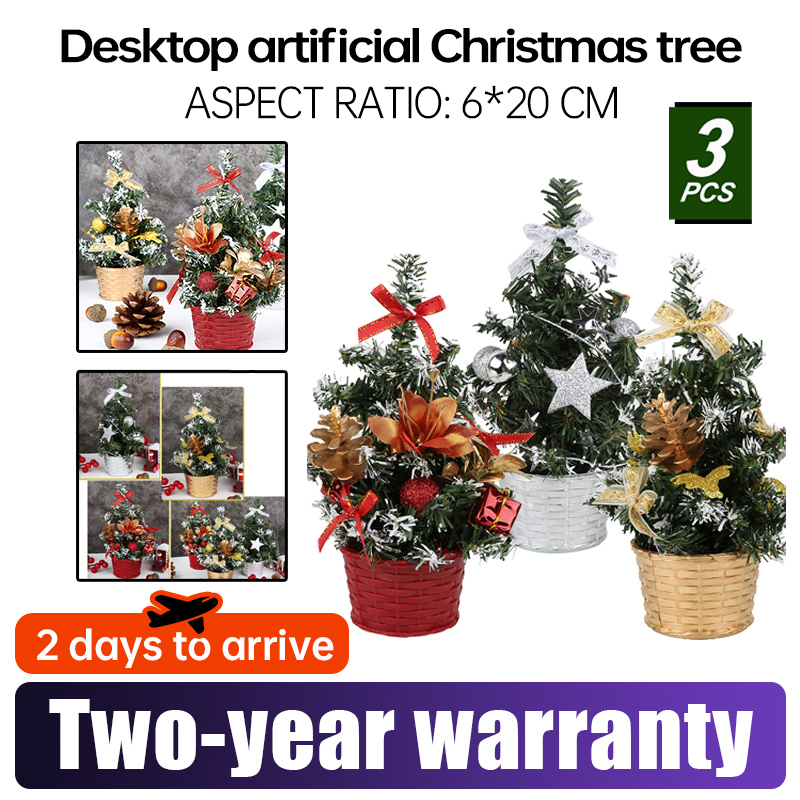 Mini Christmas Tree 3-piece Set - Small Christmas Tree 12 Inches Tall
