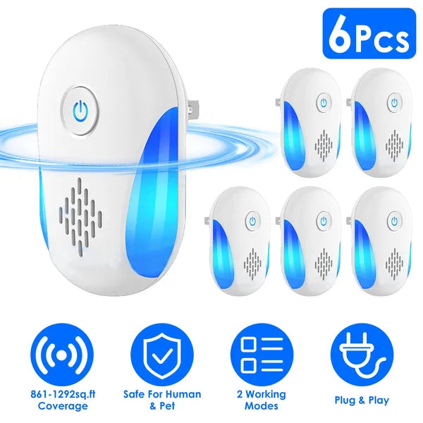 Ultrasoon ongediertebestrijder 6-pack dual-frequentie