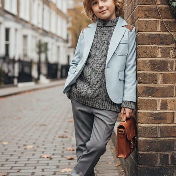 Boys  Vintage Casual Smart Jacket Light Blue Cotton Blazer Everyday Wear 3-7Y