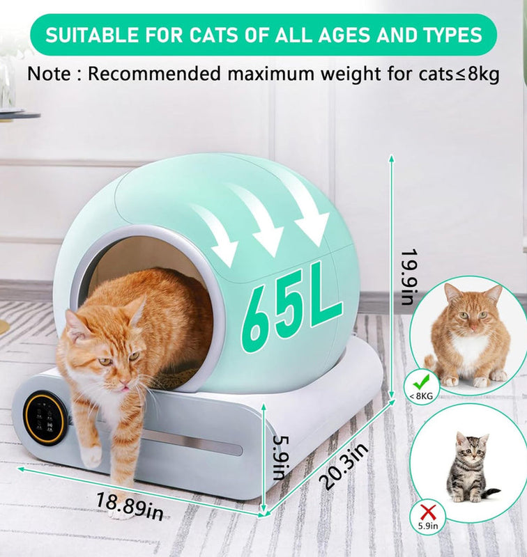 Best Automatic Cat Litter Box, 78L Fully Enclosed Tu-ya APP Smart Self