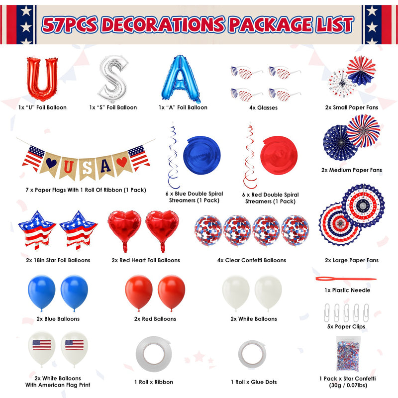 Compleet Amerikaans Feest Decoratieset – Rood, Wit & Blauw