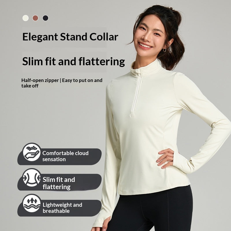 Cloud-feel Casual Jacket With A Half-zip Chic Quick-drying Stand-colla