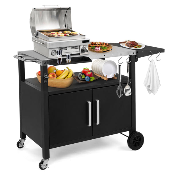 Buitengrill wagen met opslag, mobiele keuken eiland