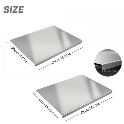 Stainless Steel Cutting Board With Lip For Kitchen Chopping Boards For Countertop Large Metal Cutting Board Over Sink Suitable For Meat Fruits Vegetables Bread Noodle And Pizza Bamboo Knives