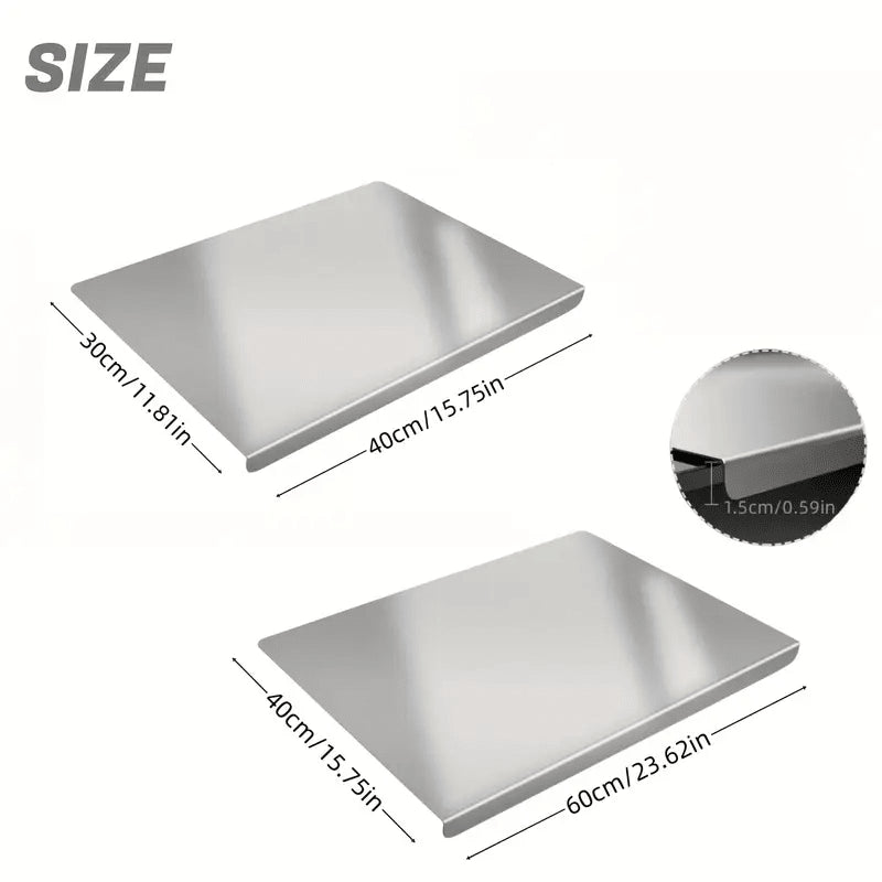 Stainless Steel Cutting Board With Lip For Kitchen Chopping Boards For Countertop Large Metal Cutting Board Over Sink Suitable For Meat Fruits Vegetables Bread Noodle And Pizza Bamboo Knives