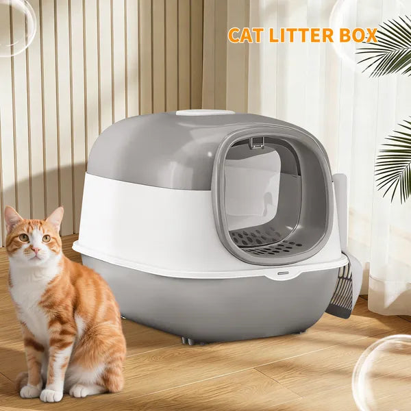 Moderne gesloten kattenbak met opbergvak