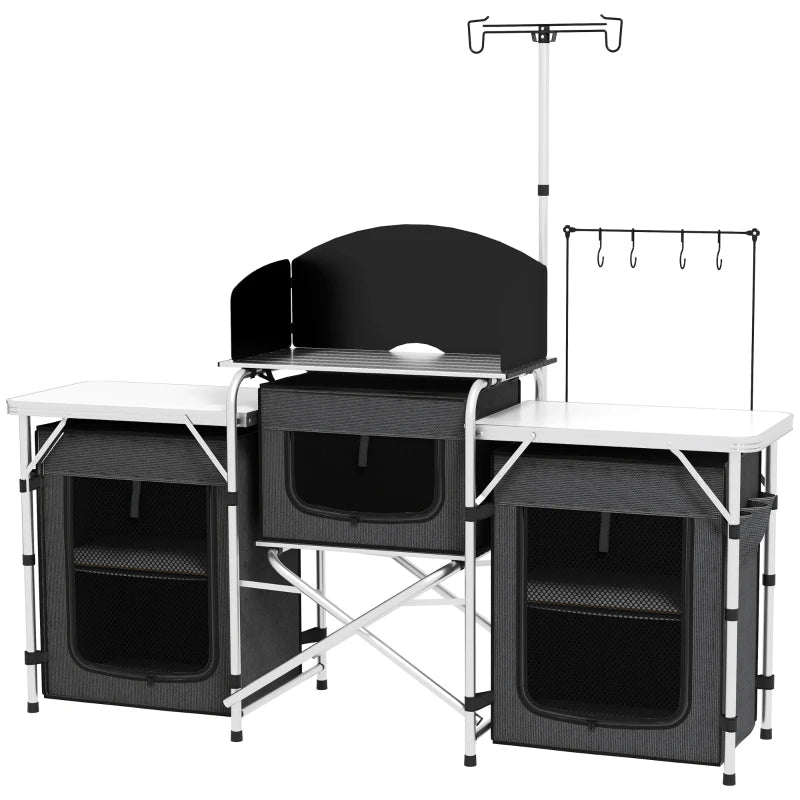 Draagbare Aluminium Campingkeuken met Opbergkasten en Windscherm