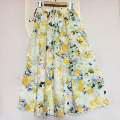 Half-length Skirt Long Dress Floral Cotton Home Attire