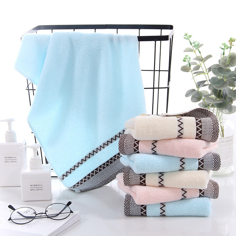 Home Daily Use Solid-Colored Satin-Trimmed Pure Cotton Towel