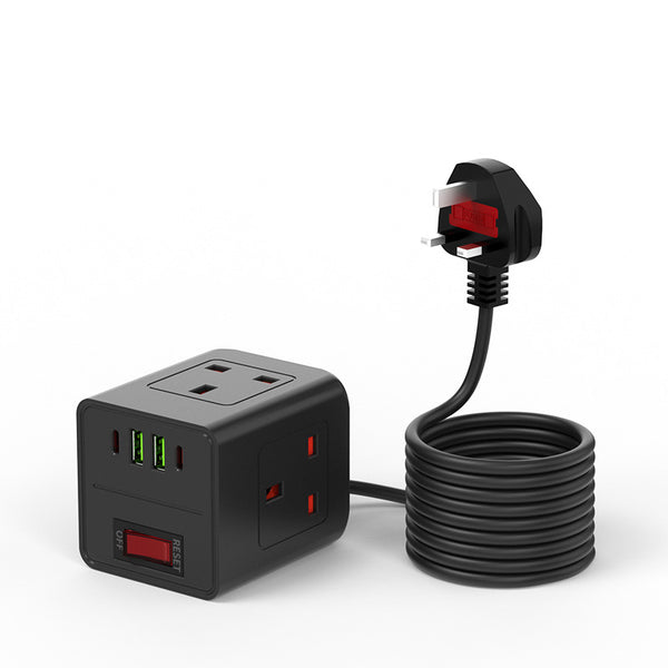 Cube Socket 3-way multi-plug verlengkabel met 2M kabel