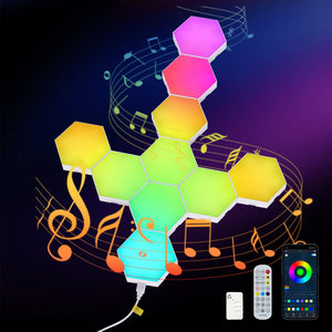 Hexagon LED Wandpanelen RGB – Set van 10 stuks