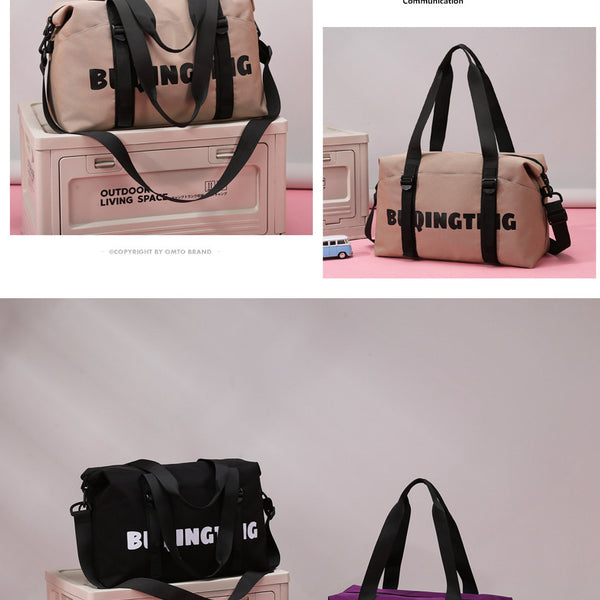 Women's Fashion Letter Print Gym Duffel Bag - Wet & Dry Separation Yoga Fitness Tote, Weekender Overnight Shoulder Bag For Travel