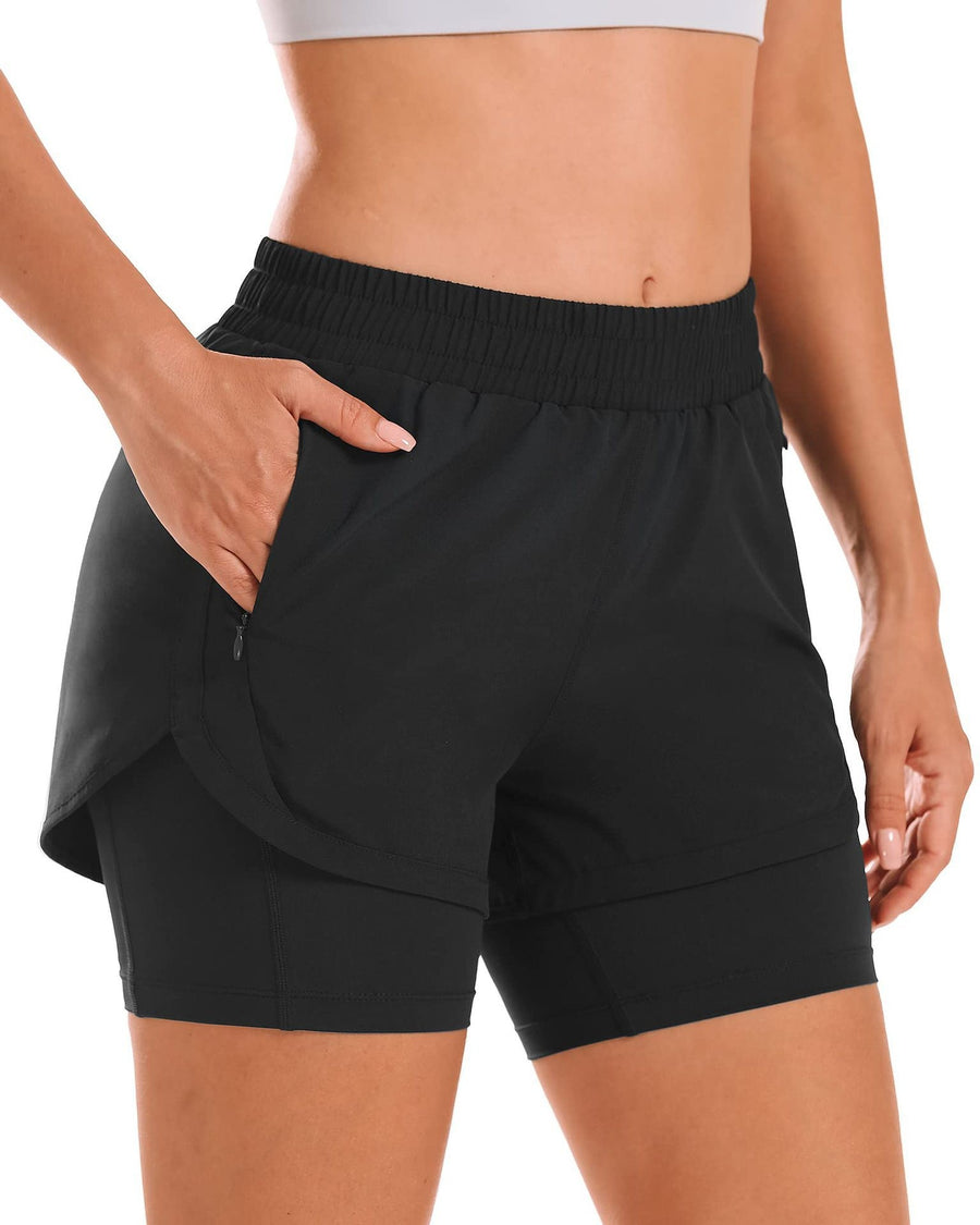 Summer Hot-Selling High-Waist Slimming Sports Fitness Shorts, Running Fake Two-Piece Anti-Exposure Shorts