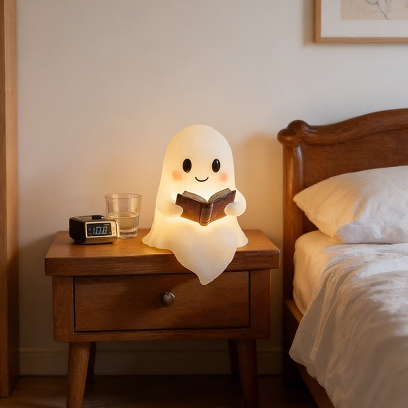 Halloween Ghost Reading Book Statue Ornament Resin Craft Home Decoration
