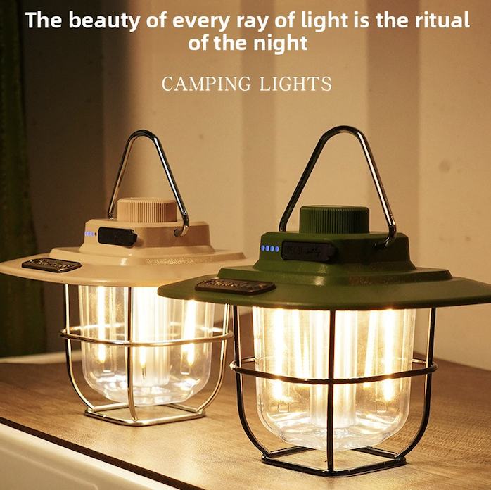Vintage LED Camping Lantern - Oplaadbare Tentlamp