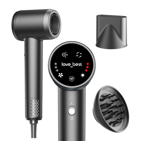 Ionische Haardroger met Diffuser – Snel, Stil & Smart Touchscreen