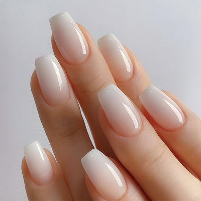 24-piece Short Coffin-style White Gradient Pressing-type Nail Beauty P