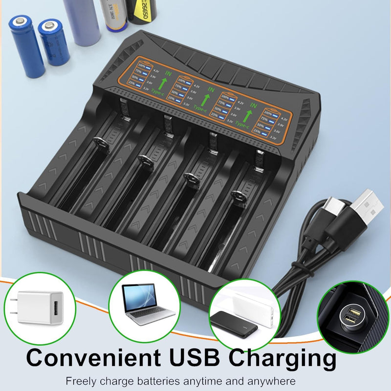 4-Slot LED Smart Battery Charger USB voor AA en AAA batterijen