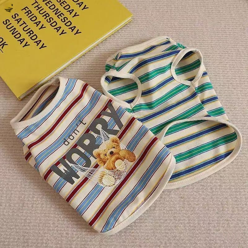 Zomer Huisdier Kleding - Ademend Gestreepte Pet Vest