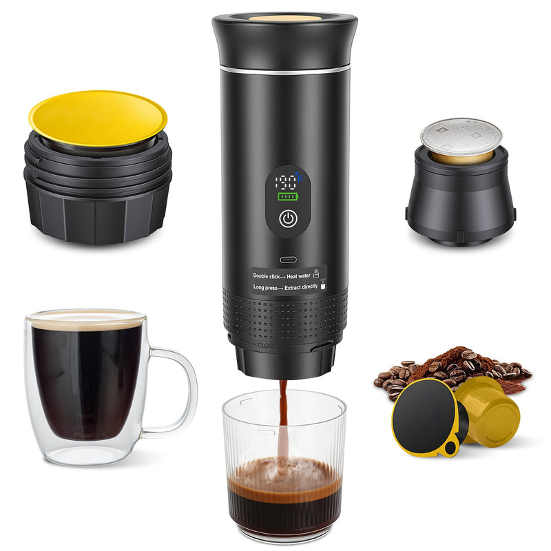 3-in-1 draagbare espressomachine cordless zelfverhittend met batterij