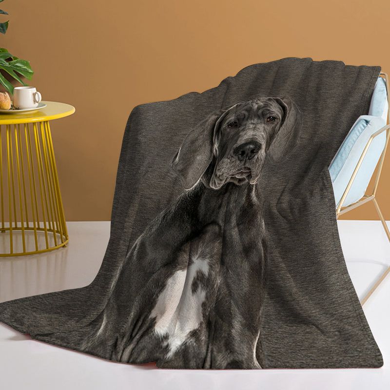 Grey Great Dane fleece throw blanket zachte deken hondenliefhebbers
