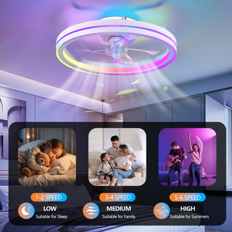 RGB plafondventilator met slimme LED en afstandsbediening