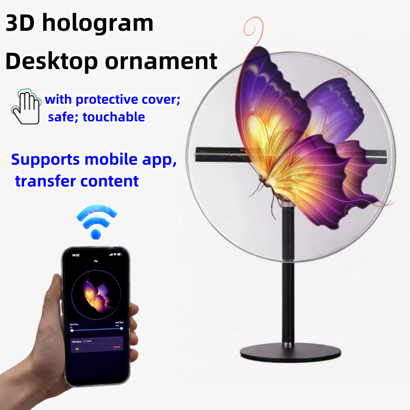 Wiilala Holographic Display Stand 12&20&30cm Naked-eye 3D Holographic Fan Advertising Machine Stereoscopic Floating Light Aerial Projector Gift Light Shopping Mall Home