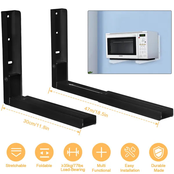 L-Shaped Microwave Wall Mount Shelf, Rust Resistant Carbon Steel Brack