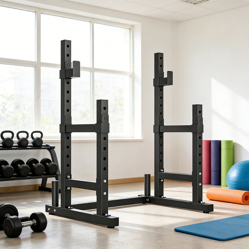 Adjustable squat rack met H-vormige base voor home gym training