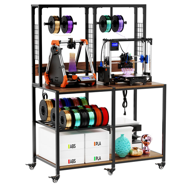 Double 3D Printer Stand With Filament Storage, Heavy-Duty Metal Frame