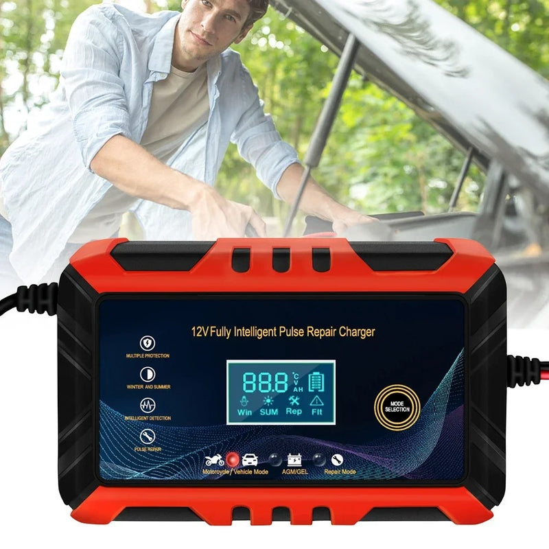 Car Battery Charger 12V 6A Pulse Repair LCD Display Smart Automatic Ba