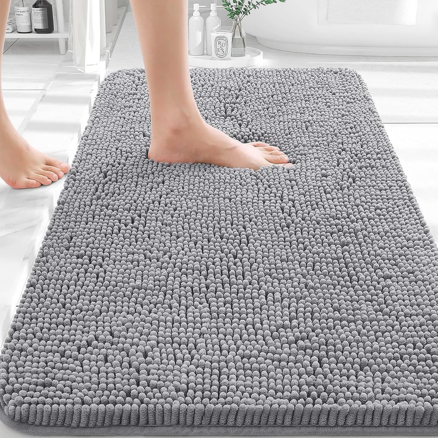 Bathroom Rugs  Extra Soft Absorbent Chenille Bath Rugs  Rubber Backing
