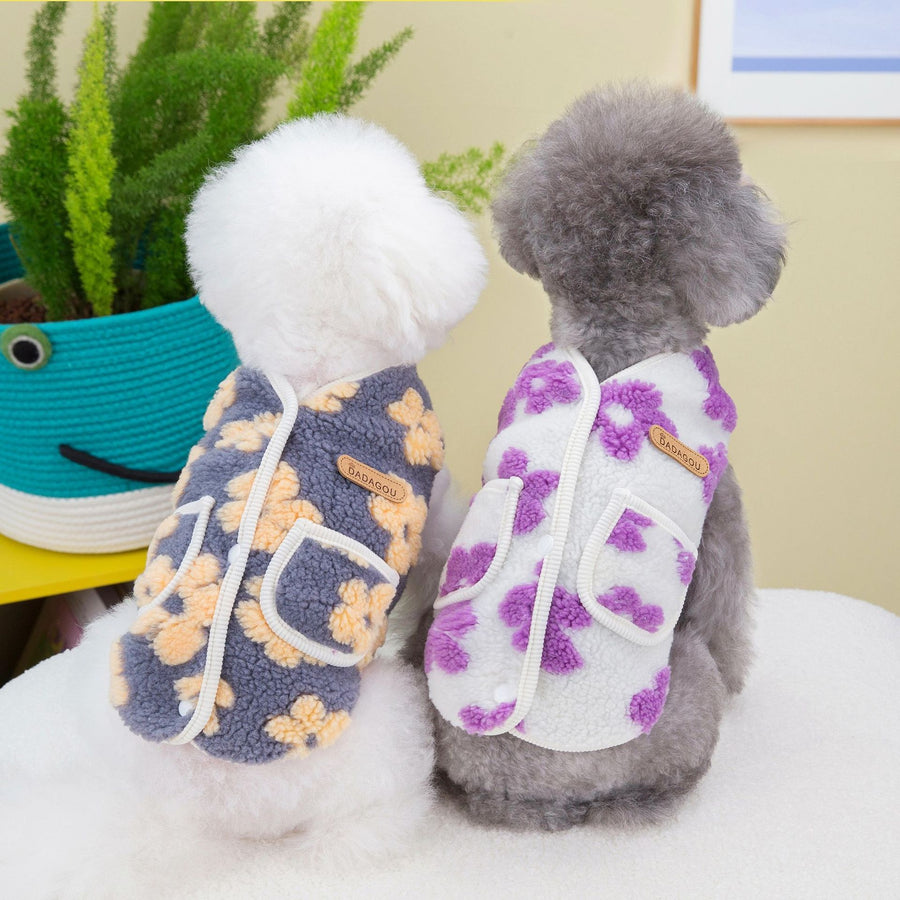 Kattentrui Winter Bloem Velours Jas - Premium Kattenkleertje